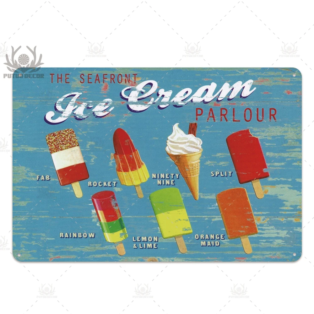Табличка для мороженого, металлическая винтажная Оловянная табличка для мороженого, Ретро металлическая Оловянная вывеска, Настенный декор для мороженого, магазин, железная живопись, декоративная тарелка - Цвет: TH3206