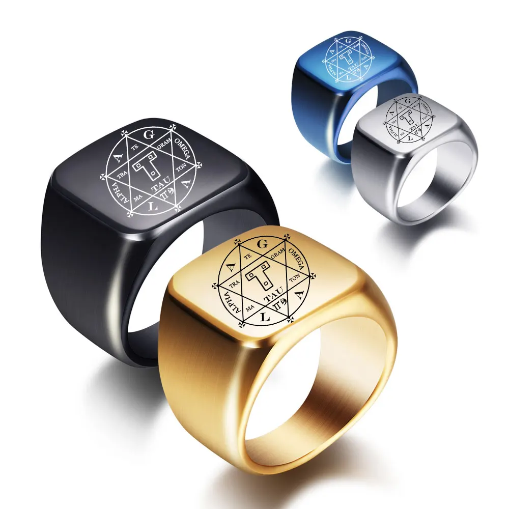 Customize Men Seal Solomon Kabbalah Amulet Signet Rings Fashion Ins Stainless Steel Personal Male Jewelry Accessories Anillo