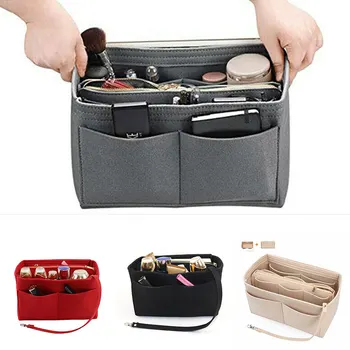 

Felt Purse Insert Organizer Portable Cosmetic Bag Fit for Handbag Tote Various Bag JL