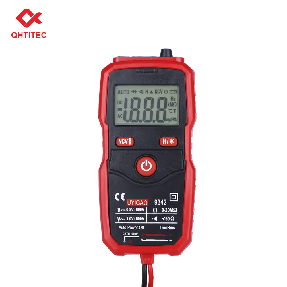 

QHTITEC UA9342 Multimeter Digital Auto Ranging One-Click Test Resistance Continuity NCV Voltmeter with Backlight Flashlight