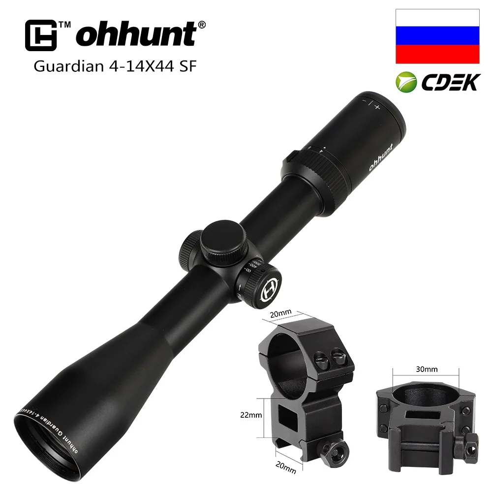 Охотничий ohhunt Guardian 4-14X44 SF прицел 30 мм Труба боковая Parallax тактические оптические прицелы с крышкой KillFlash и кольцами для крепления - Цвет: with Picatinny Rings