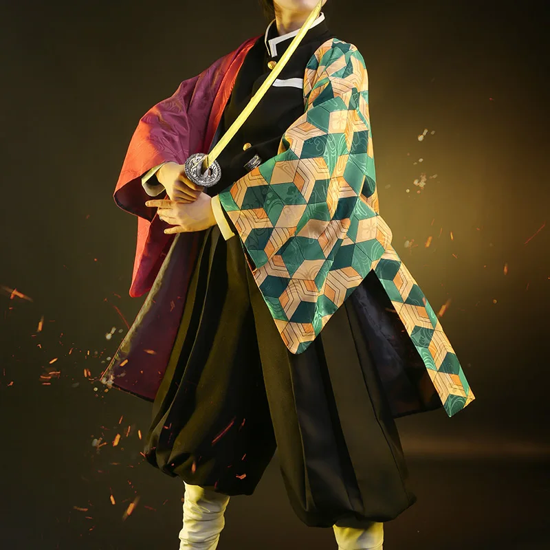 Formemory Demon Slayer Cosplay Costume Costume Halloween Anime Zenitsu Nezuko Kimono uniforme Coat Kimetsu No Yaiba Demon Slayer Manga Personaggi e orecchini