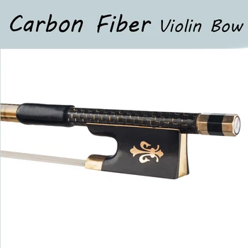 

Professional 4/4 Carbon Fiber Violin Bow Golden Silk Braided Carbon Fiber Round Stick Ebony Frog Well Balance
