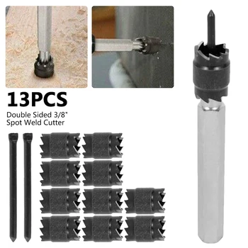 

13pcs 3/8'' Tool Universal Double Sided Remover Spot Weld Cutter Set Separate Rotating Kit Metal Drill Bit Home Industrial