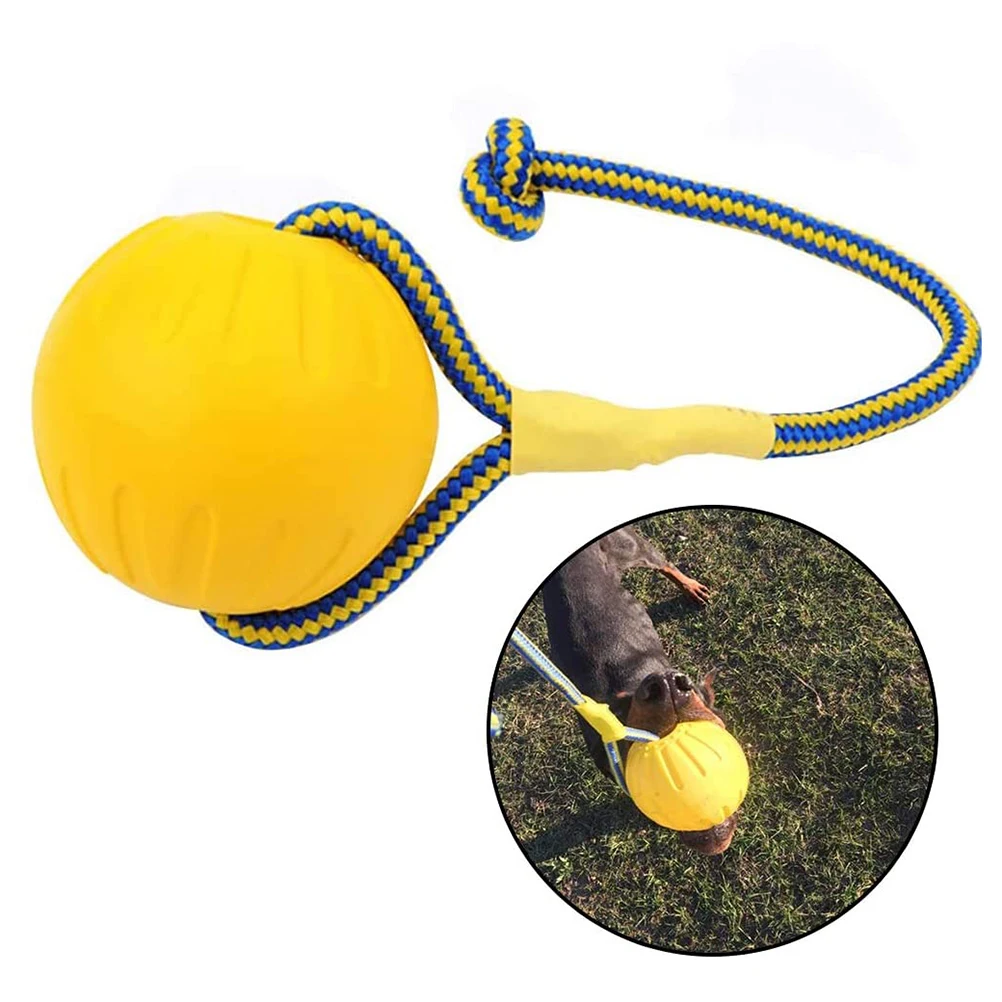 Pelota de entrenamiento de perros y mascotas EVA, pelota resistente a mordiscos con cuerda, Bola de Entrenamiento de mascotas, juguetes para morder, suministros para mascotas