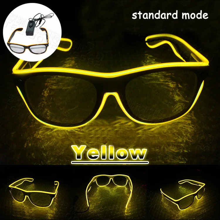 A-yellow Классные Вечерние, декоративные светящиеся очки, светящиеся провода светодиодный солнцезащитные очки, светильник ing, классический подарок, яркий светильник, праздничные принадлежности - Цвет: A-yellow