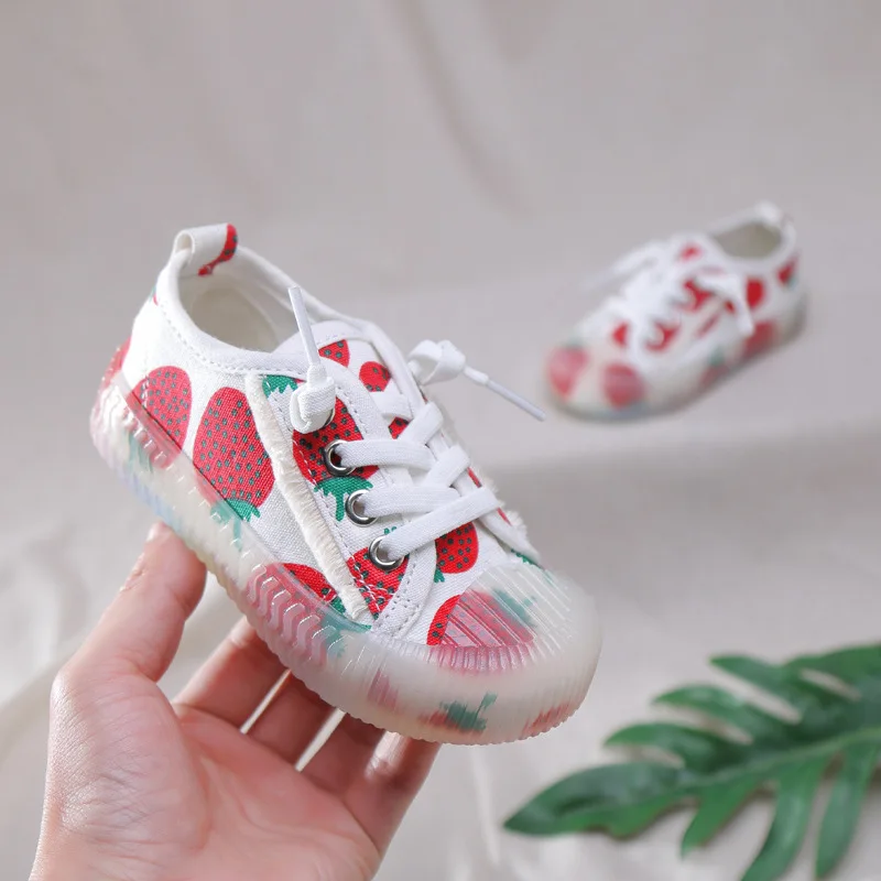 

Kids Shoes print toddler Canvas Shoes Boys Sneakers Spring Girls Shoes White Fashion Children Shoes transparent jelly Sole