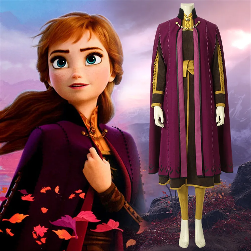 

high quality Anime Movie Anna Cosplay Costume Adult Deluxe full Set with wigs Women Uniform crismas Halloween carnival Costume