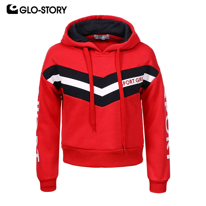 

GLO-STORY Kids Girls' Fashion Hoodies Teenage Children 2019 New Patchwork Stripe Short Sweatshirts Coats Tops Clothes GPU-9383