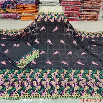 

Alisa new style swiss voile lace african 100% cotton fabric embroidery with stones french chiffon fabric 5+2 yards/set for dress