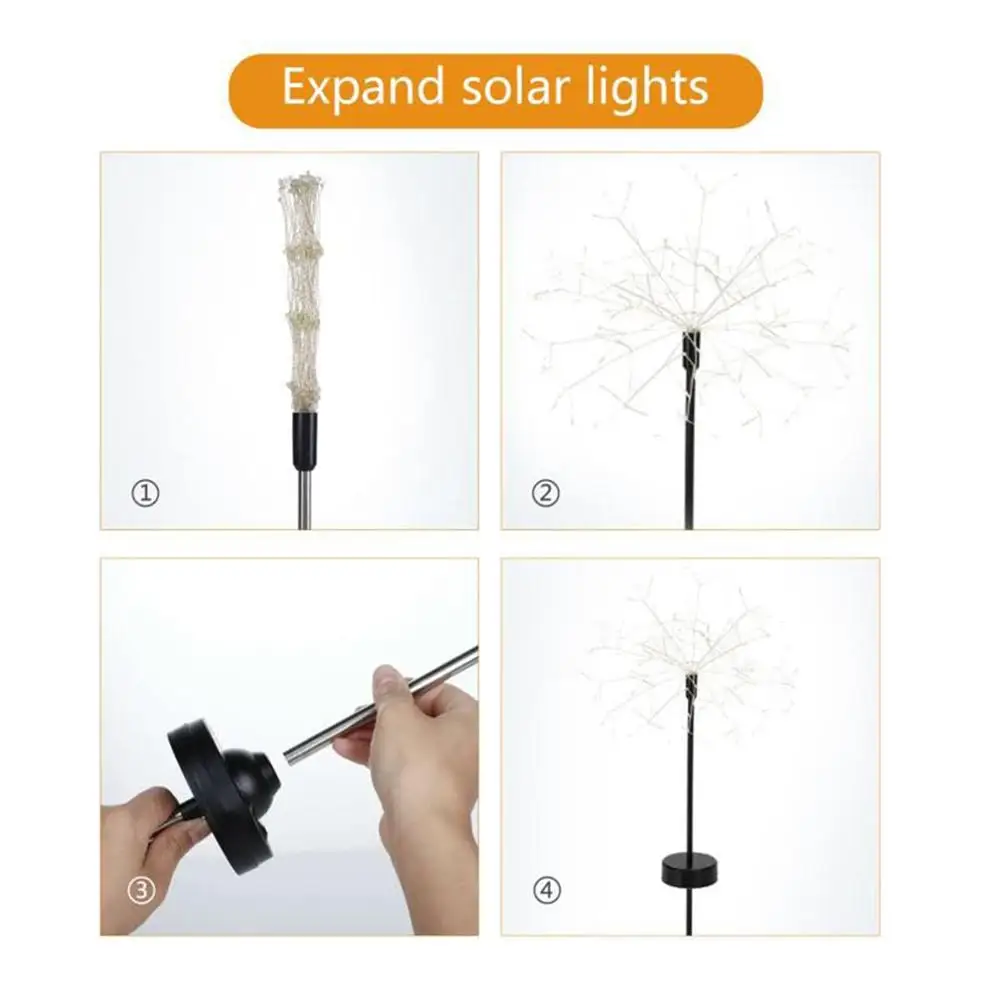 120 светодиодный солнечный свет, восемь режимов работы, Одуванчик, газон, освещение/трава, фейерверк, лампа/Открытый водонепроницаемый Солнечный садовый свет