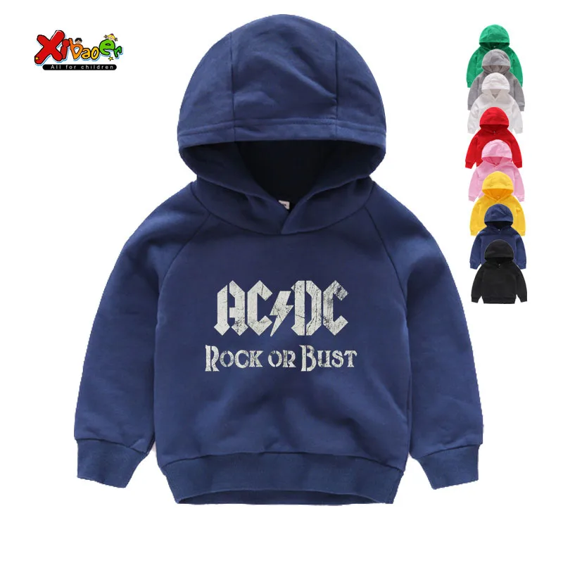 Детские толстовки с капюшоном группа AC/DC рок зима длинный рукав Acdc Графический тяжелый металл топы тройник Детские толстовки