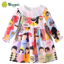 Kids Girls Long sleeve Dress 2-6 Years Summer Girls Printed Dresses Children Clothes Baby Cotton Princess Dress Outfits New