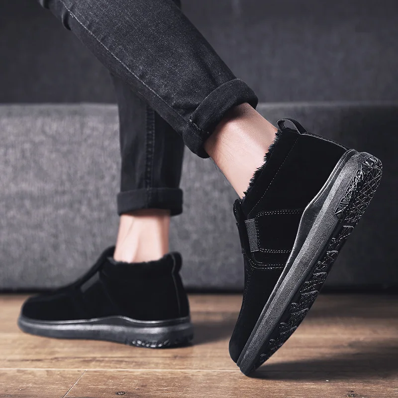 

Winter MEN'S SHOES Casual plus Velvet Warm Cotton-padded Shoes Men Slip-on Lazy Snow Boots Northeast Thick Cotton Boots