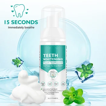 

60ml Mousse Teeth Whitening Foam Toothpaste Cavity Protection Cleaning Fresh Breath Foam Toothpaste Dental Care Tool