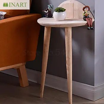

Solid Wood Side Table Simple Modern Small Apartment Living Room Small Flower Table Sofa Side Creative Porch Table Nordic Corner