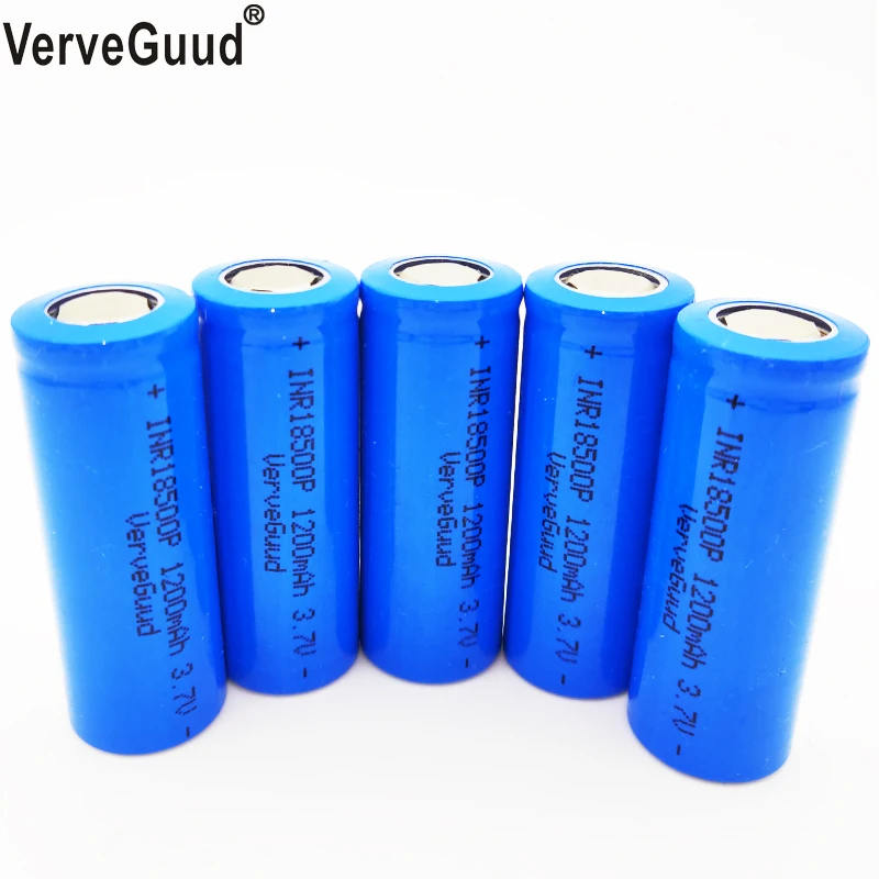VerveGuud 18500 реальные Ёмкость 3 7 V 1200 мА/ч Перезаряжаемые Батарея акумуляторная