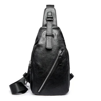 

Men's PU Chest Bag New Korean-style Nylon Crossbody Bag Stylish Fashion Chest Pack