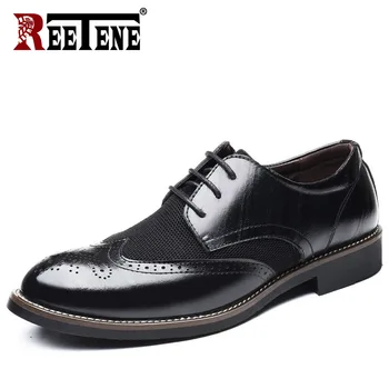 

REETENE New Classic Men Dress Leather Shoes Breathable Dress Shoes High Quality Business Male Shoes Wear-Resistant Men Footwear