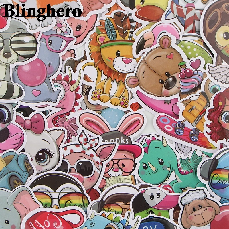 CA689 41 unids/set animales mundo del zoológico lindos adhesivos para juguetes de niño impermeables pegatinas para decoración de monopatín de equipaje DIY para ordenador portátil