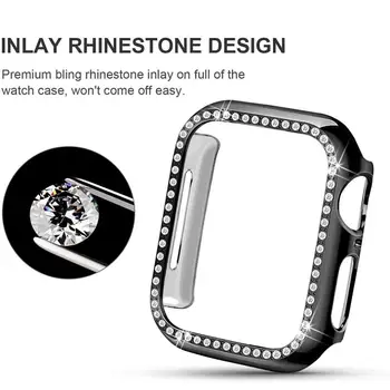 

Diamond Watch Case Bumper Protection Frame For Apple Watch Case 44/40/42/38mm Plating PC Case Accessory