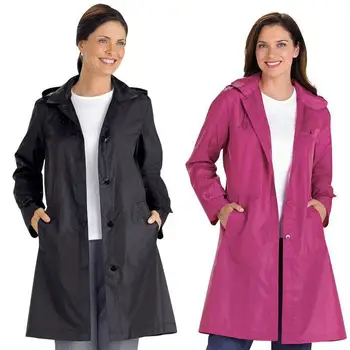 

Womens Long Trench Windbreaker Coat Long Sleeve Raincoat Hooded