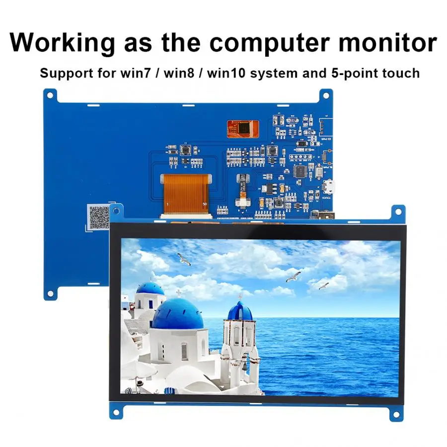 7 дюймовый 1024*600 IPS емкостный сенсорный экран для Raspberry Pi 3B/4B 16:9 широкоугольный HD