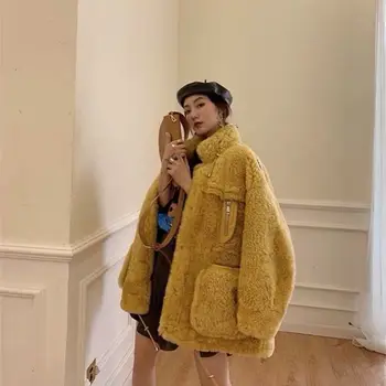 

Women 2020 Autumn Winter Elegant Faux Fur Coat Female Warm Soft Zipper Fur Jacket Lady Plush Overcoat Loose Casual Outwear B158