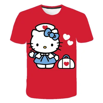 

Hello Kitty princess t-shirt for girls costume summer Leisure and comfort short sleeve kids clothes gules girls t-shirt