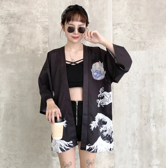 Casual Kimono Cardigan, Black / M