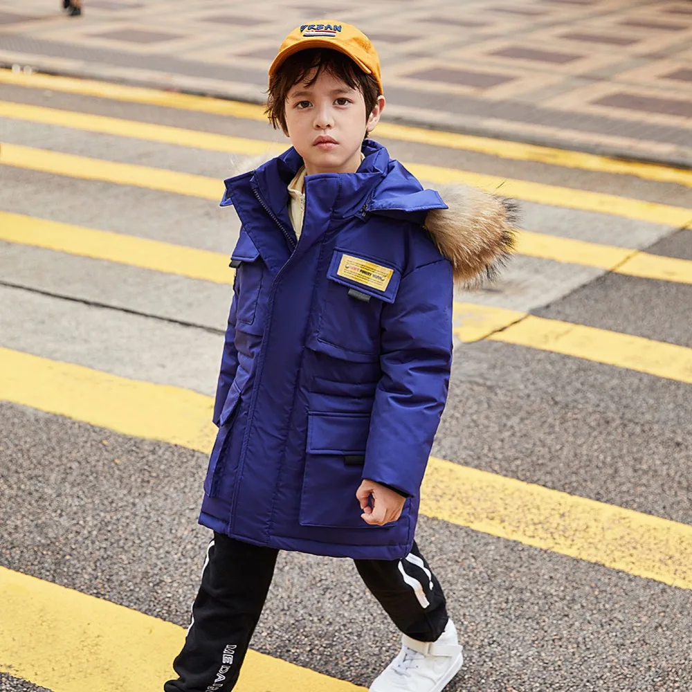 Autumn Winter Boys Jackets Fur Collar Baby Girls Down Coat Casual Children Hooded Outwear Girls Winter Down Jackets