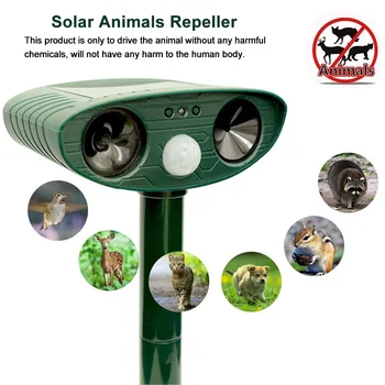 

Deterrent Safe Expulsion Ultrasonic Bird Cat Fox Repeller Solar Animal Scarer PIR Motion Sensor ABS Home Outdoor Garden Portable