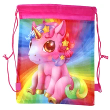 Сумка на шнурке с единорогом для девочек, дорожная посылка для хранения, детские школьные рюкзаки для хранения конфет на день рождения