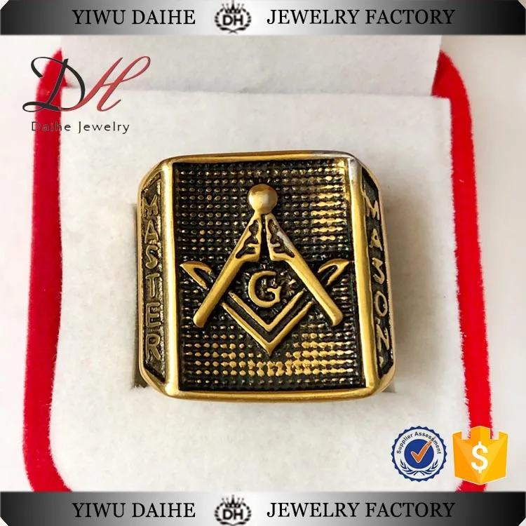 

European And American Fashion Retro Personality Multicolor Triangle Masonic Stainless Steel Ring Tide Male Ring