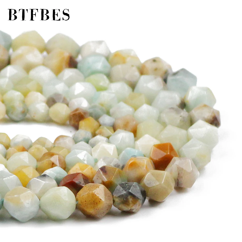 

Натуральный большой граненый камень Бусины амазониум свободные бусины для изготовления ювелирных изделий DIY браслет серьги аксессуары 15 "6 8 10 мм