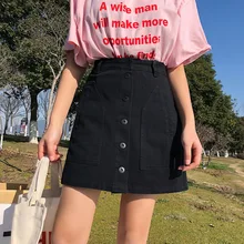 

Preppy Style 2021 New Summer Women's Solid Denim A-Line Skirt Plus Size Korean Female Fall Fashion Sexy Skinny Hip Skirts S-5XL
