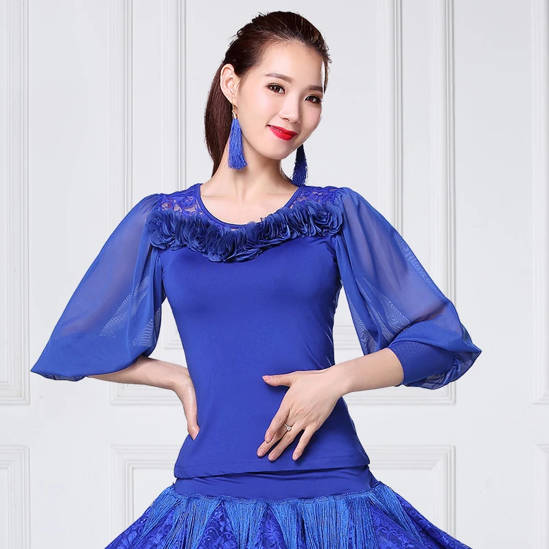 Ballroom Dance Shirts Adults Standard Ballroom Dancing Top Ladies Flamenco Spanish Clothing Women Waltz Practice Wear DNV11937