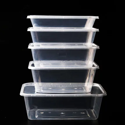 100pcs/pack Thick Square Disposable Lunch Box Food Package Takeaway Plastic Fast Fruit Salad Crisper With Lid | Дом и сад