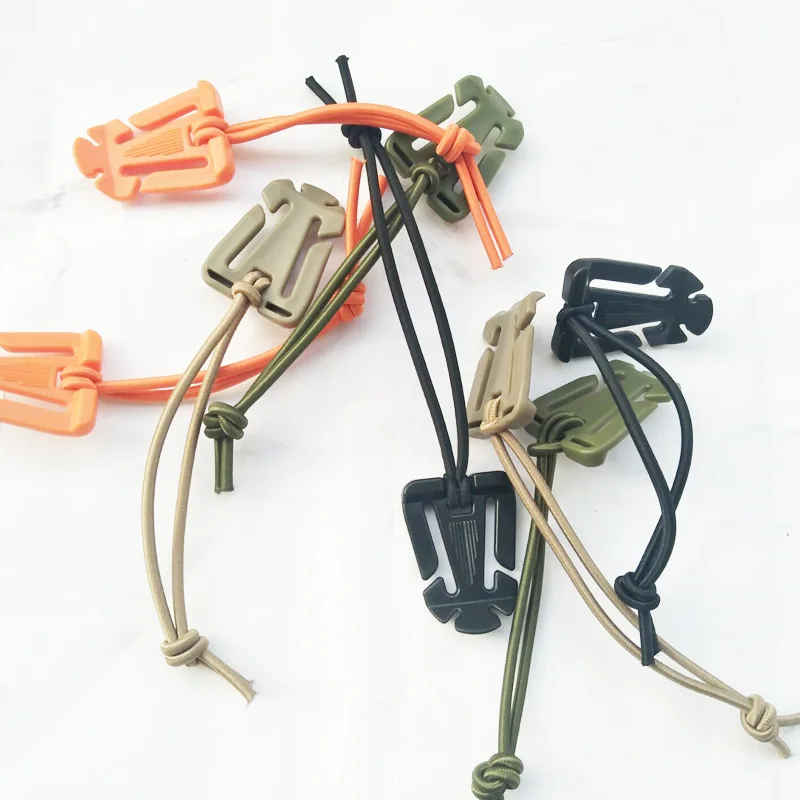 

5Pcs / lot Molle backpack carabiner EDC tool elastic rope strap buckle winder