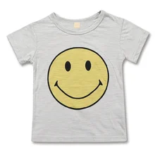 

Toddler Baby Girl Boy T-shirt for Infants Solid Smiley Print Short Sleeve Shirt Summer New Cotton Soft Kids Clothes Girls 1-6Y