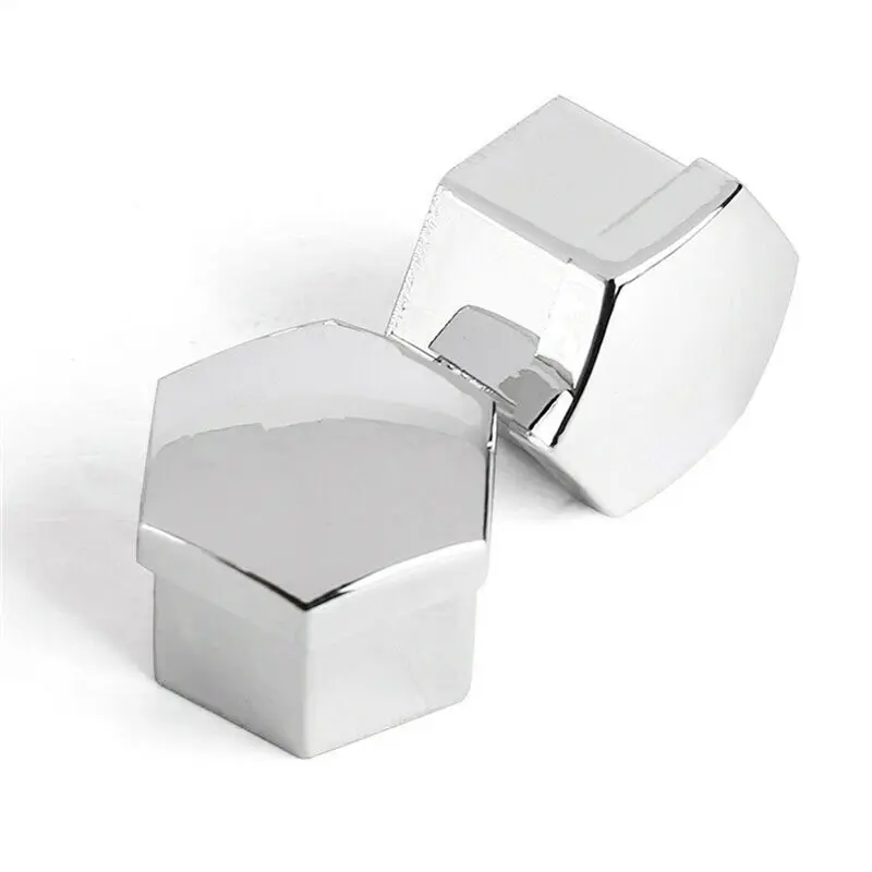 20pcs 19mm Chrome Silver Car Wheel Nut Bolt Head Cover Cap Exterior Decoration Protective Bolt Caps + 2pcs Clips Removal Tool