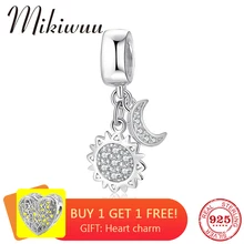 В форме Солнца и Луны, 925 пробы, серебро, сделай сам, прозрачный, CZ, изящные подвески, бусины, ювелирное изделие, подходят для изготовления оригинальных женских браслетов Pandora