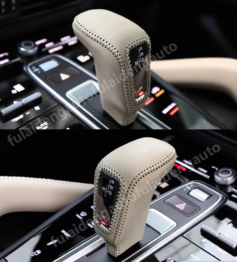 Для Porsche Cayenne- DIY автоматический кожаный чехол для рычага переключения передач отделка автомобильные аксессуары