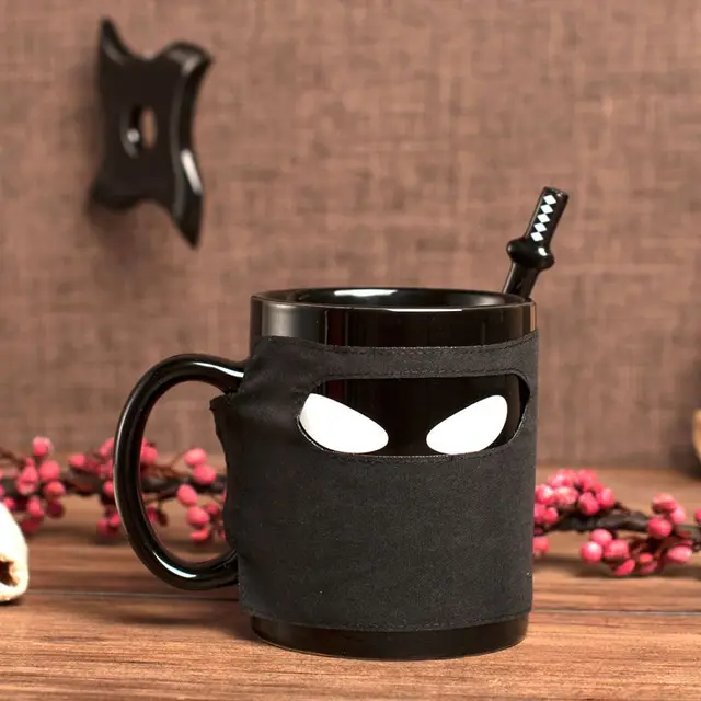 Ninja Bögrék Vízpohár Kreatív Vicces Fedőlankokkal Szett Porcelán Konyhai Eszközök - Image 3