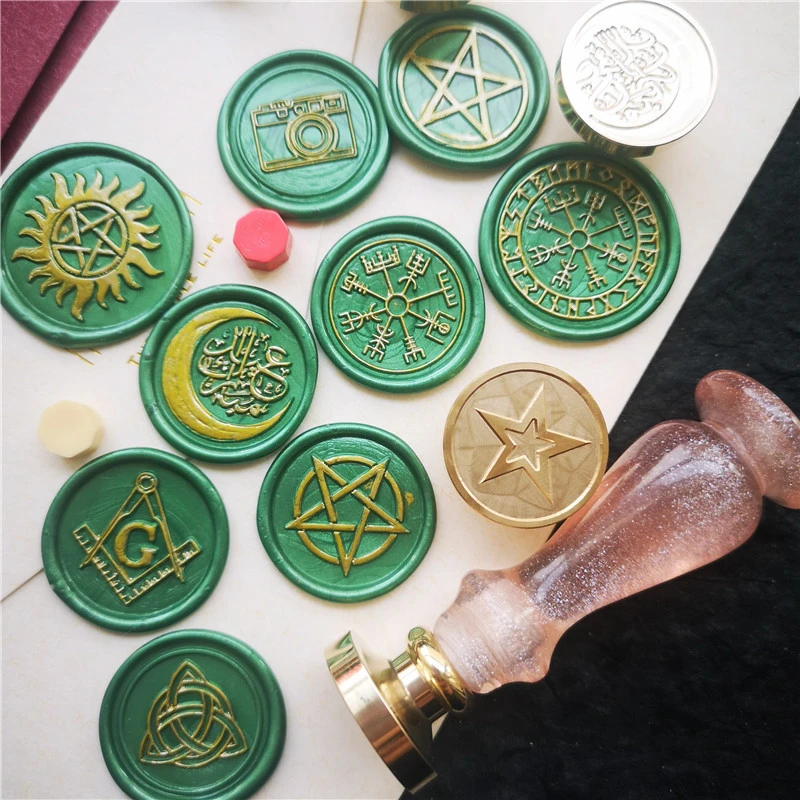 animal stamps for card making Wax Seal Stamp D20 Gamer Dice Free-Mason Pentagram VIKING RUNE VEGVISIR Celtic Knot Lord Ganesha Viking Compass Sealing Stamps cheap clear stamps for card making