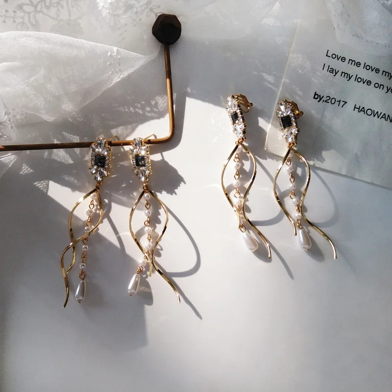 Ear Clip Earrings Baroque Water Drop Pearls For Women