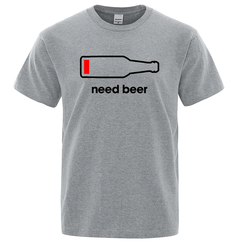 Need Beer Style Printing Miesten T-paita Löysät Puuvillavaatteet O-kaula-aukkoinen Hengittävä Kesä Lyhythihainen Hip Hop Street T-paita_voghion.com