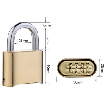 

Brass Large Extended Warehouse Gate Logistics Password Lock Bottom Wheel Padlock D5061