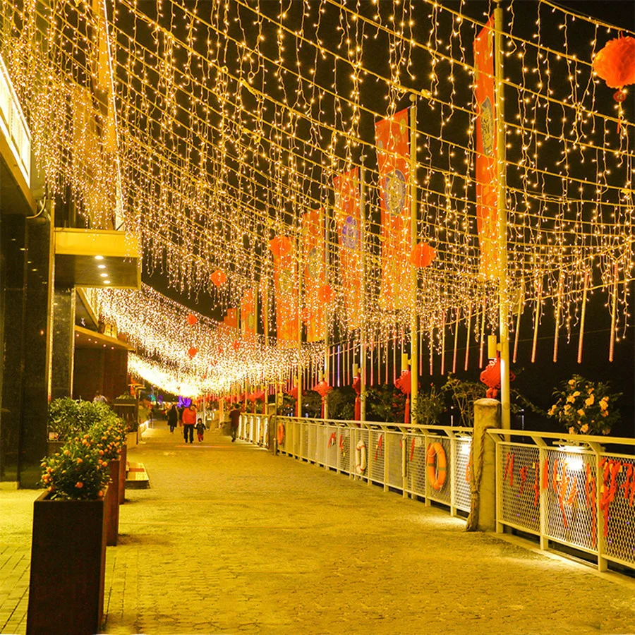 4 to 30M Led Curtain String Light Waterproof Connectable Twinkle Light Garland Outdoor Christmas Icicle Light For Eaves Decor