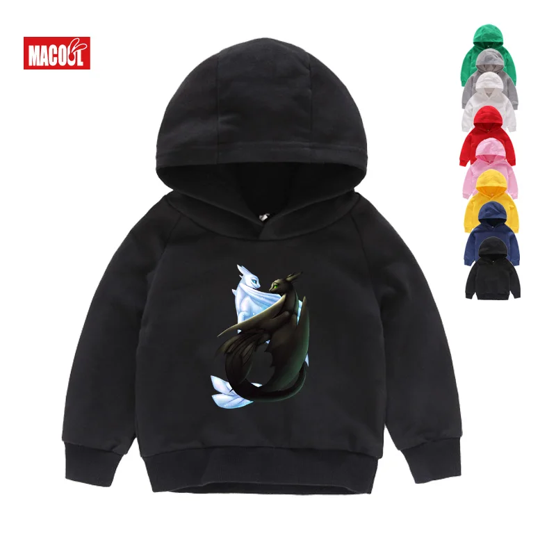 Hoodies black Детские зимние худи для мальчиков и девочек; толстовки с капюшоном; детские толстовки с капюшоном с принтом «Беззубик»; забавная повседневная одежда для малышей - Цвет: Hoodies black